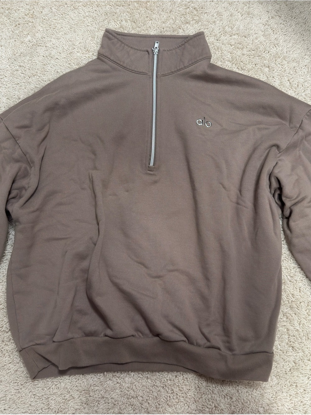 Alo Light Cocoa Accolade 1/4 Zip Pullover